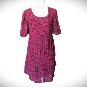 Size XS SPEECHLESS Women Junior Plum Dress Black Swirl Elasticated Puff Sleeves